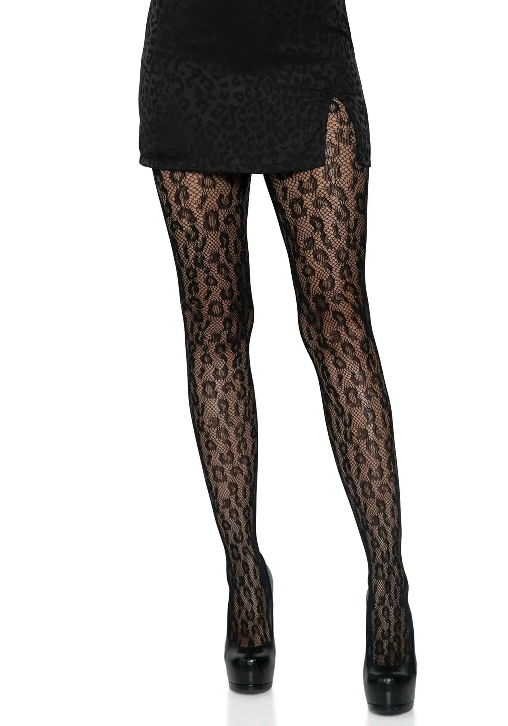 Leopard Fishnet Tights