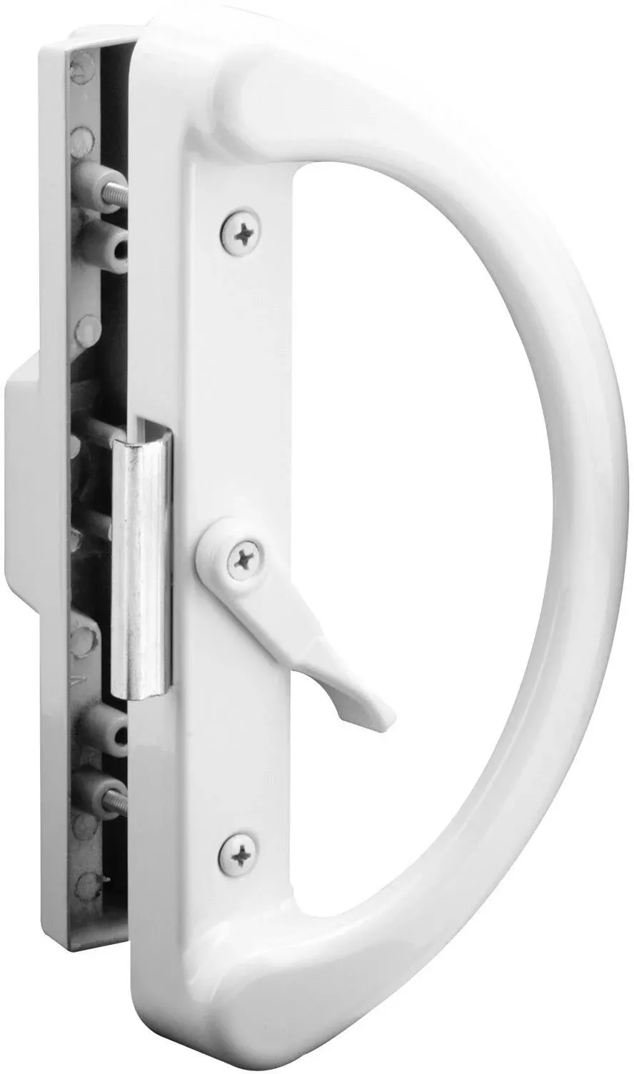 Prime-Line C 1223 Patio Sliding Glass Door Lock Handle White Diecast Clamp Style