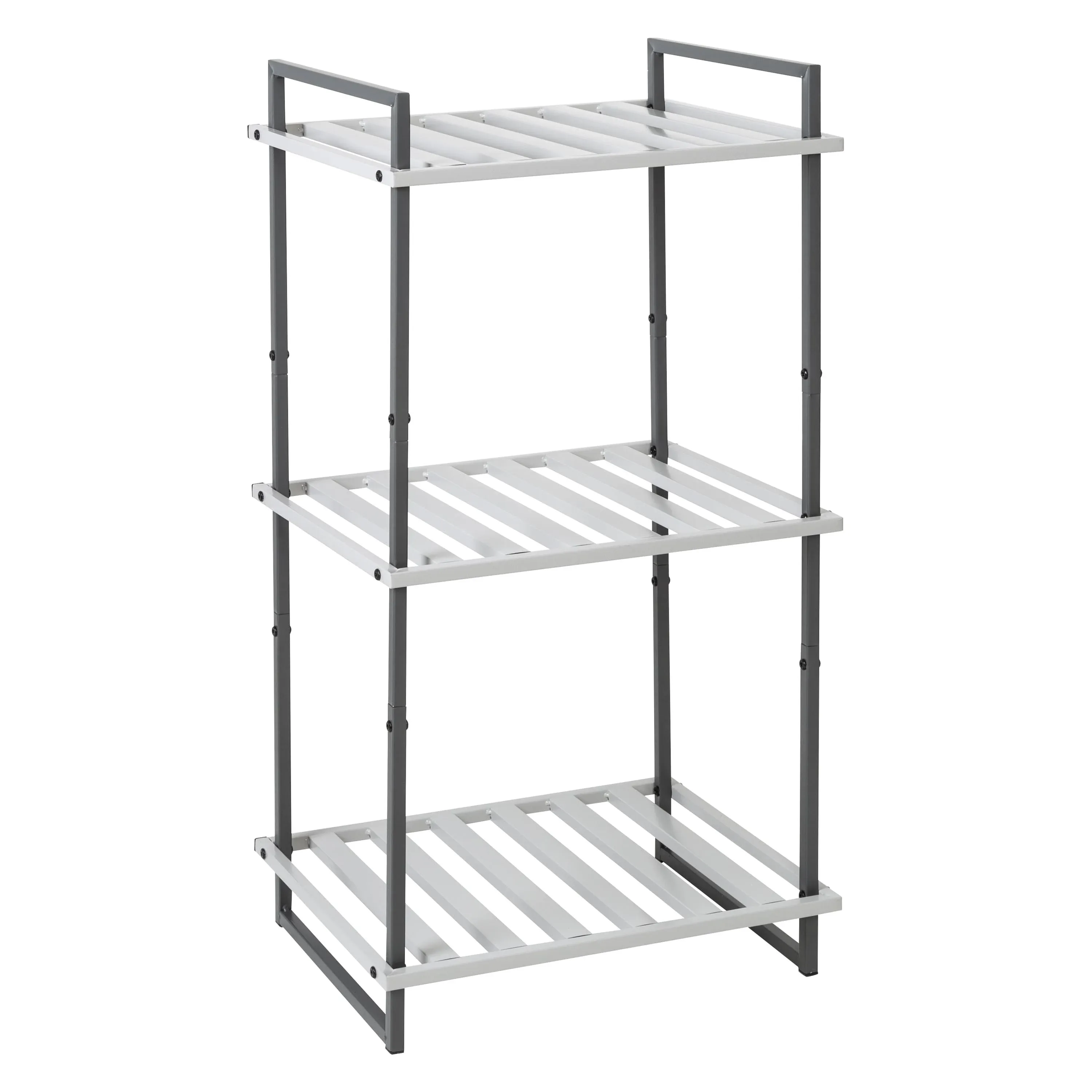 Honey Can Do 3-Tier Tubular Metal Shelf, Gray Tones