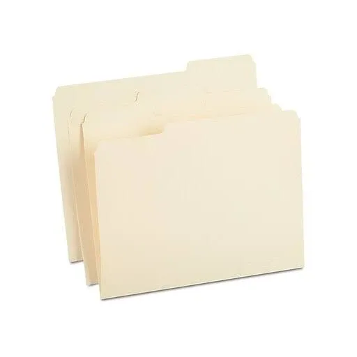 Staples 100% Recycled Heavyweight Reinforced File Folders, 1/3-Cut Tab, Letter Size, Manila, 50/Box (ST452830/452830) | Staples