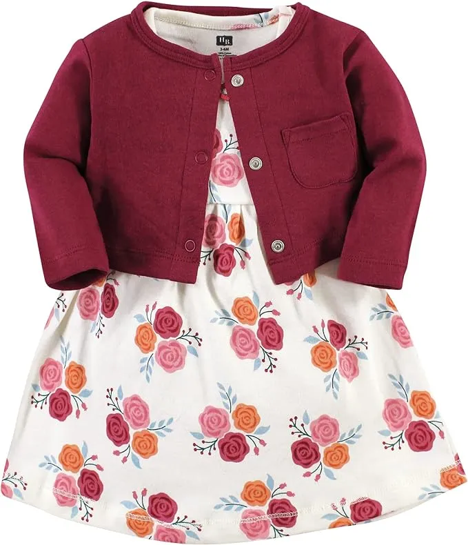 Hudson Baby Baby Girls' Cotton Dress and Cardigan Set