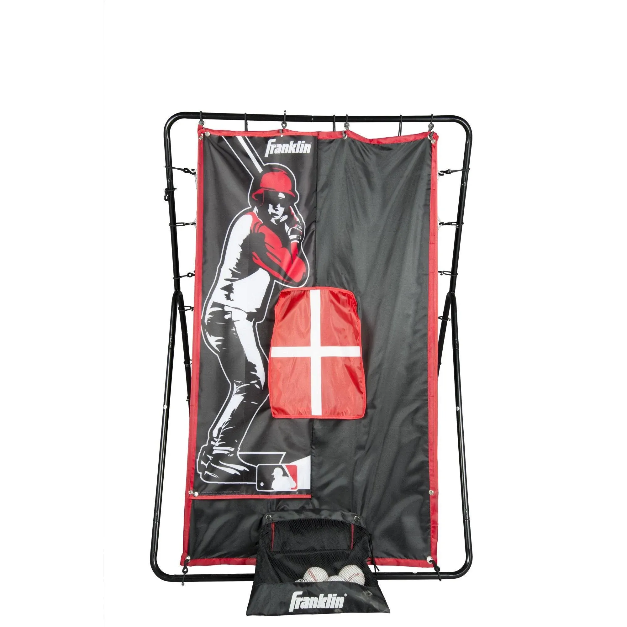 Franklin Sports Baseball Pitching Target and Rebounder Net - 2-in-1 Switch Hitter Pitch Trainer + Pitchback Net - Pitching Target with Hitter + Strikezone