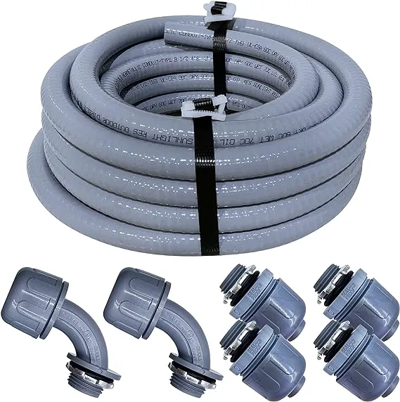 Sealproof Non-Metallic Liquid-Tight Conduit and Connector Kit, 1/2-Inch 25 Foot Flexible Electrical Conduit Type B with 4 Straight and 2 90-Degree 8431KIT