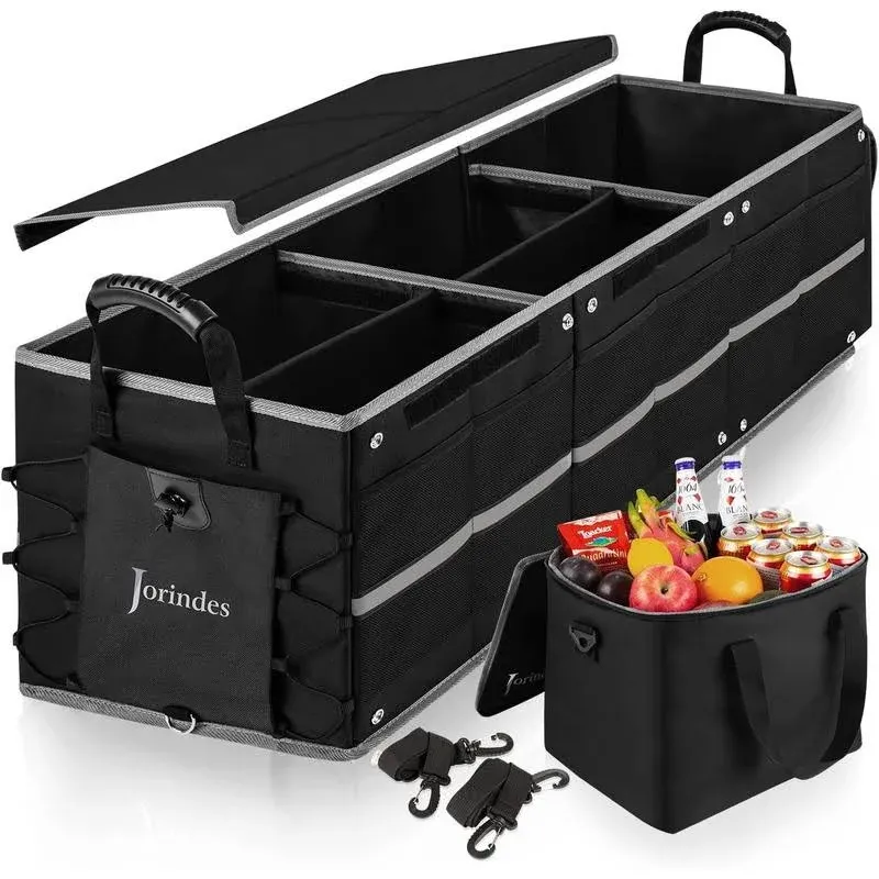 Jorindes Collapsible Trunk Organizer with Insulated Leak Proof Cooler Bag, 3 ...