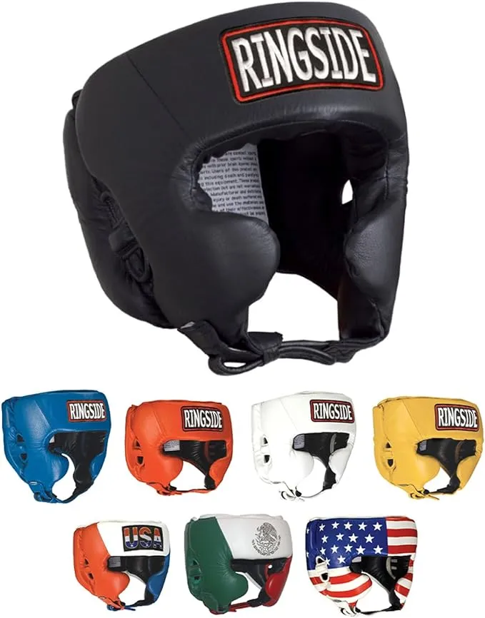 Ringside Competition Boxing Headgear with Cheeks (Black, Medium)