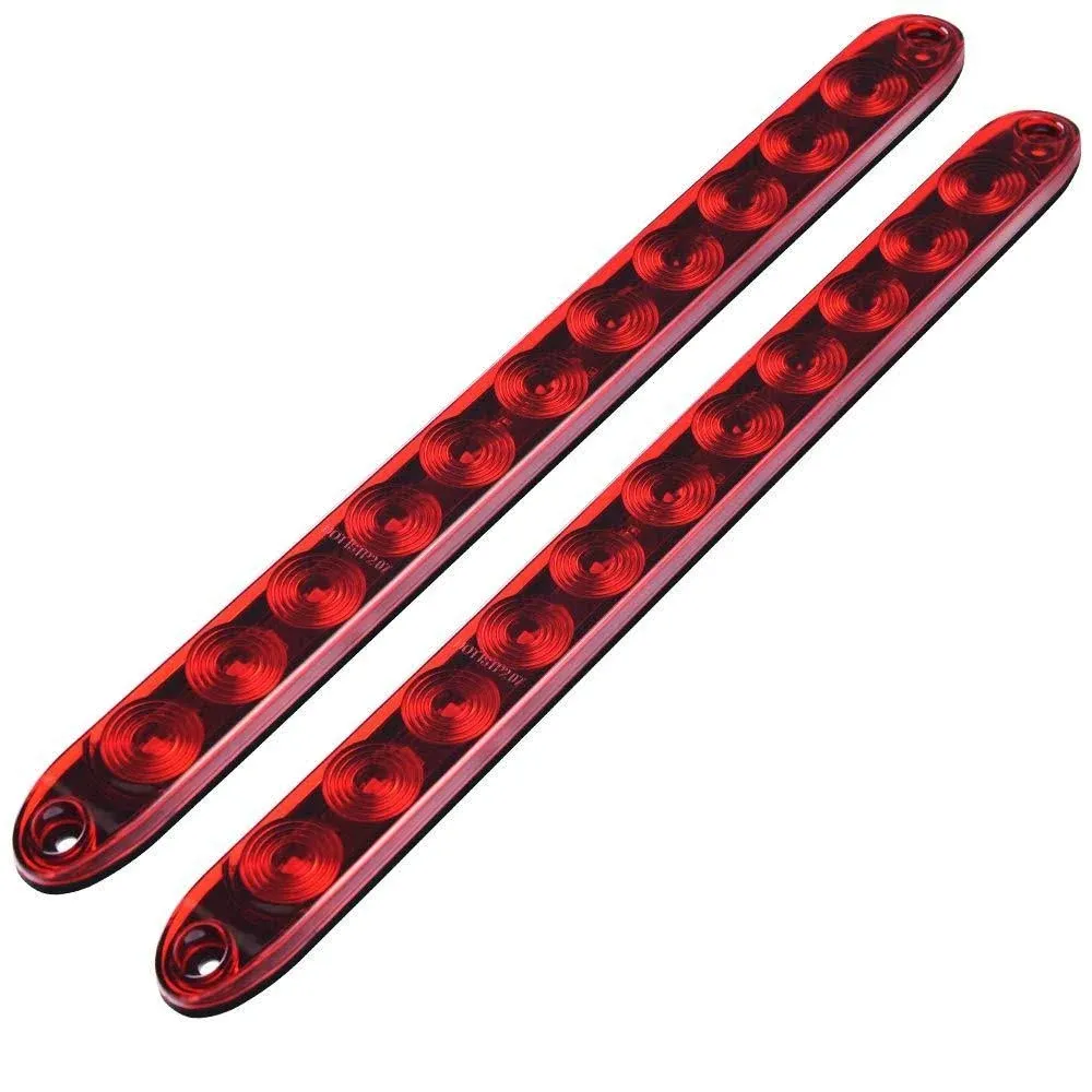 2PCS 16&#034; Red For Truck Trailer Light Bar Stop Turn Tail Brake Lights Strip 11LED