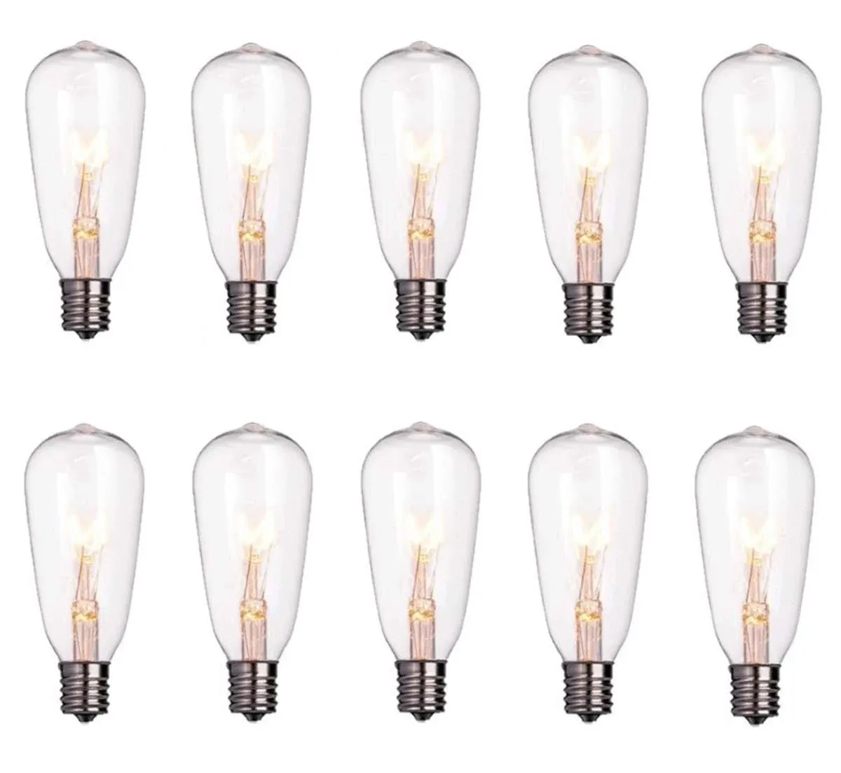 10-Pack Edison Light Bulbs ST40 Clear Replacement Bulbs-7 watts 120 Volts E17 Screw Base for Outdoor Indoor Patio Edison String Lights-Clear