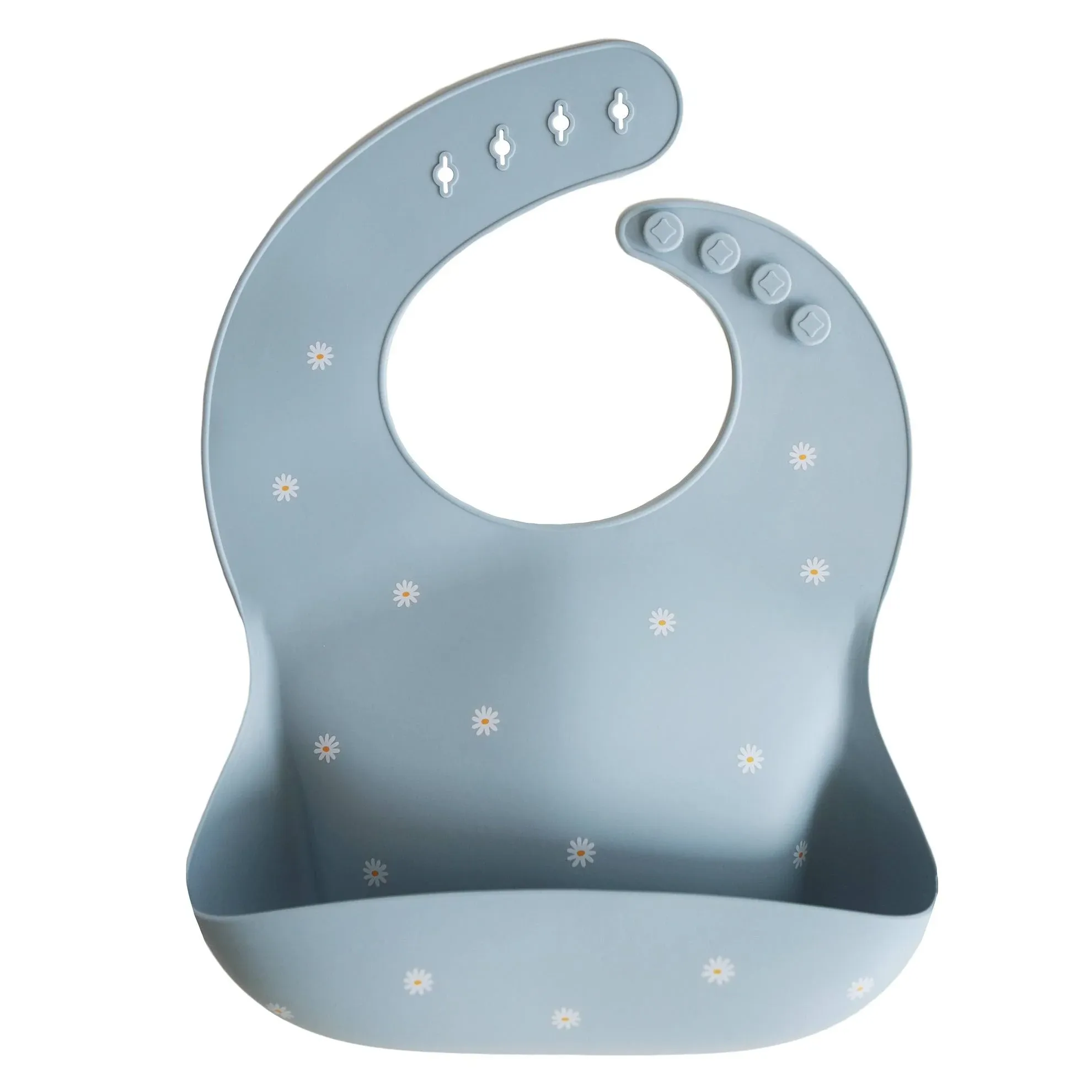 Mushie Silicone Baby Bib (White Daisy)