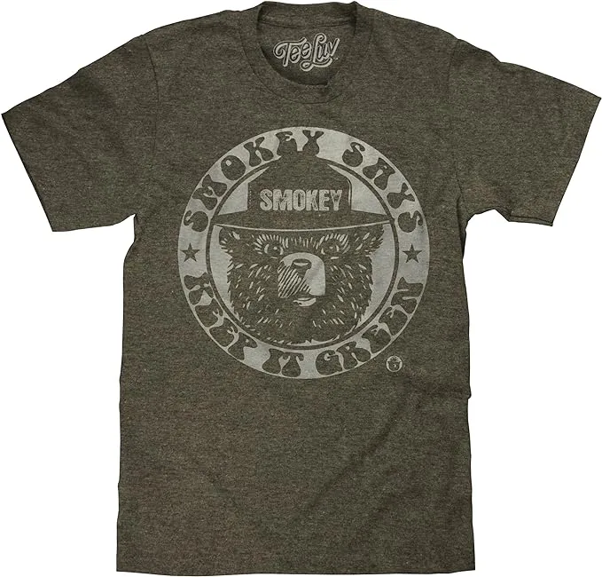 Tee Luv Men's Smokey Bear Keep It Green T-Shirt (M)