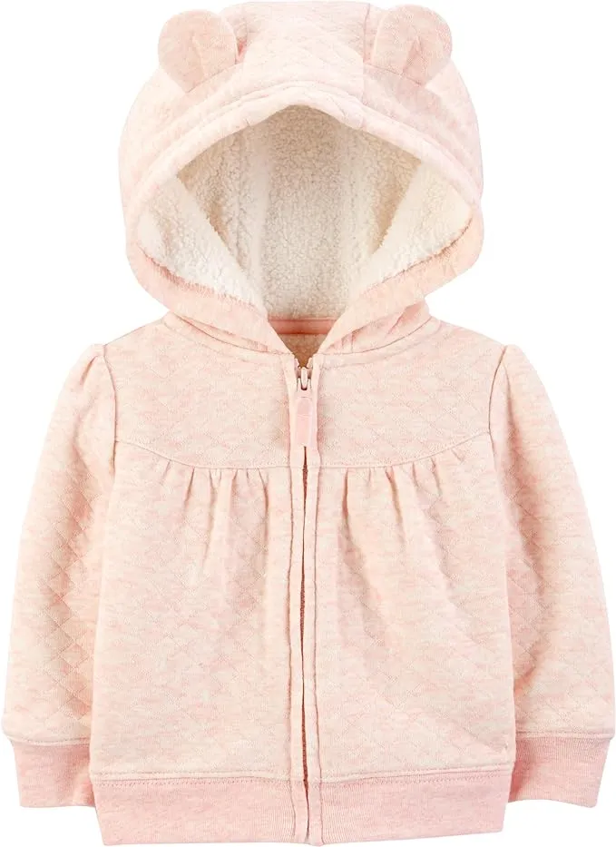 Simple Joys by Carter's Baby Hooded Sweater Jacket with Sherpa Lining, Pink, 3-6 Months