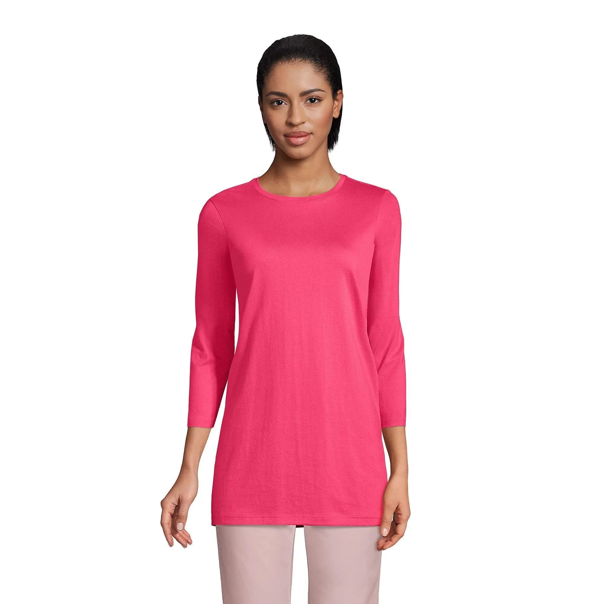 Lands' End Women's 3/4 Sleeve Supima Cotton Crewneck Tunic