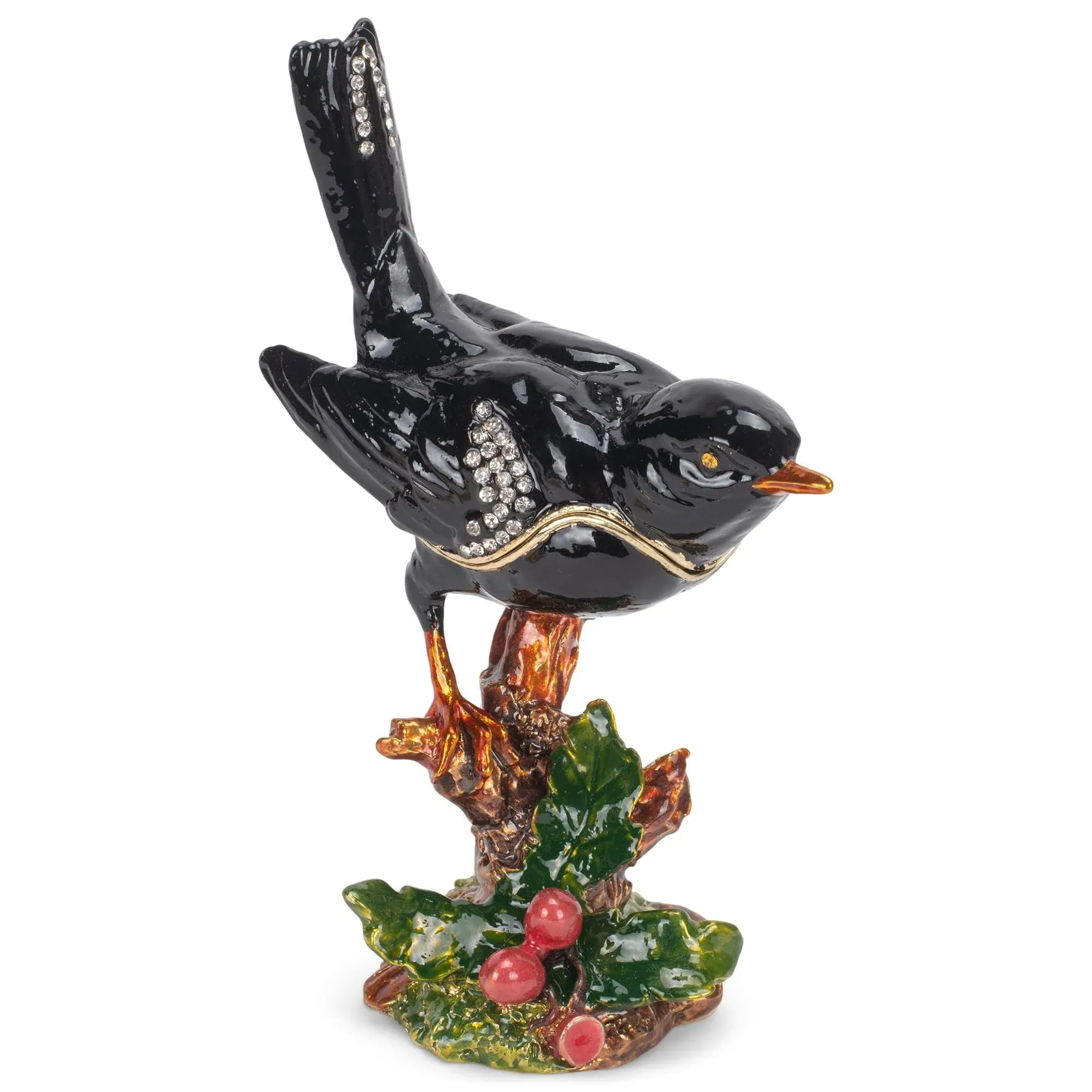 Jewelry 4.5 In Figurine Keepsake Box Bejeweled Crystals Black Raven