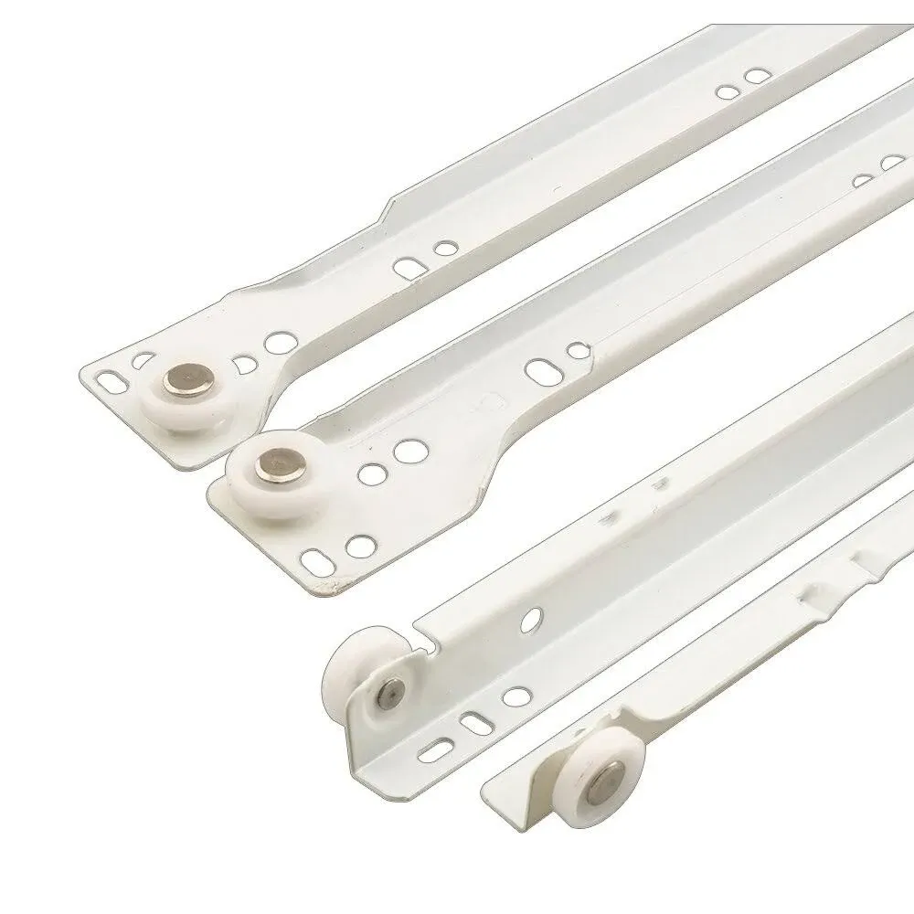 17-3/4 In. White Painted Steel Bottom-Mount Self-Closing Drawer Slides 1-Pair (2