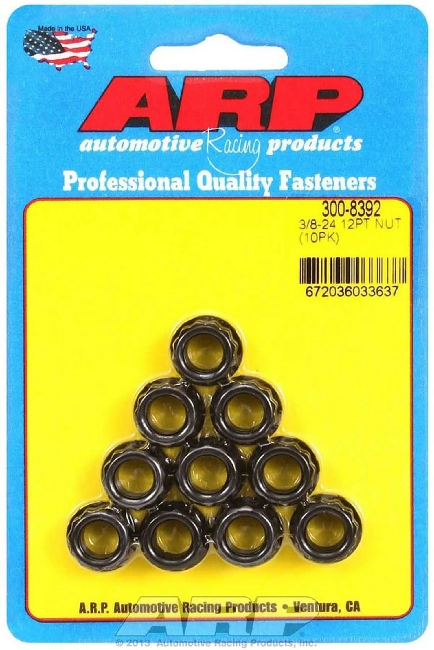 Arp 300-8392 3/8-24, 1/2 socket, .645 flange OD, 12pt nut kit