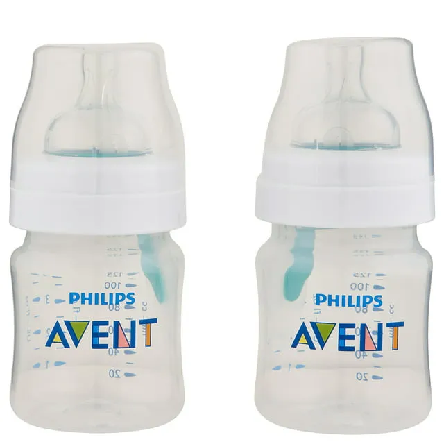 Avent - 2pk Anti-Colic Baby Bottle with Airfree Vent, 4oz, Clear