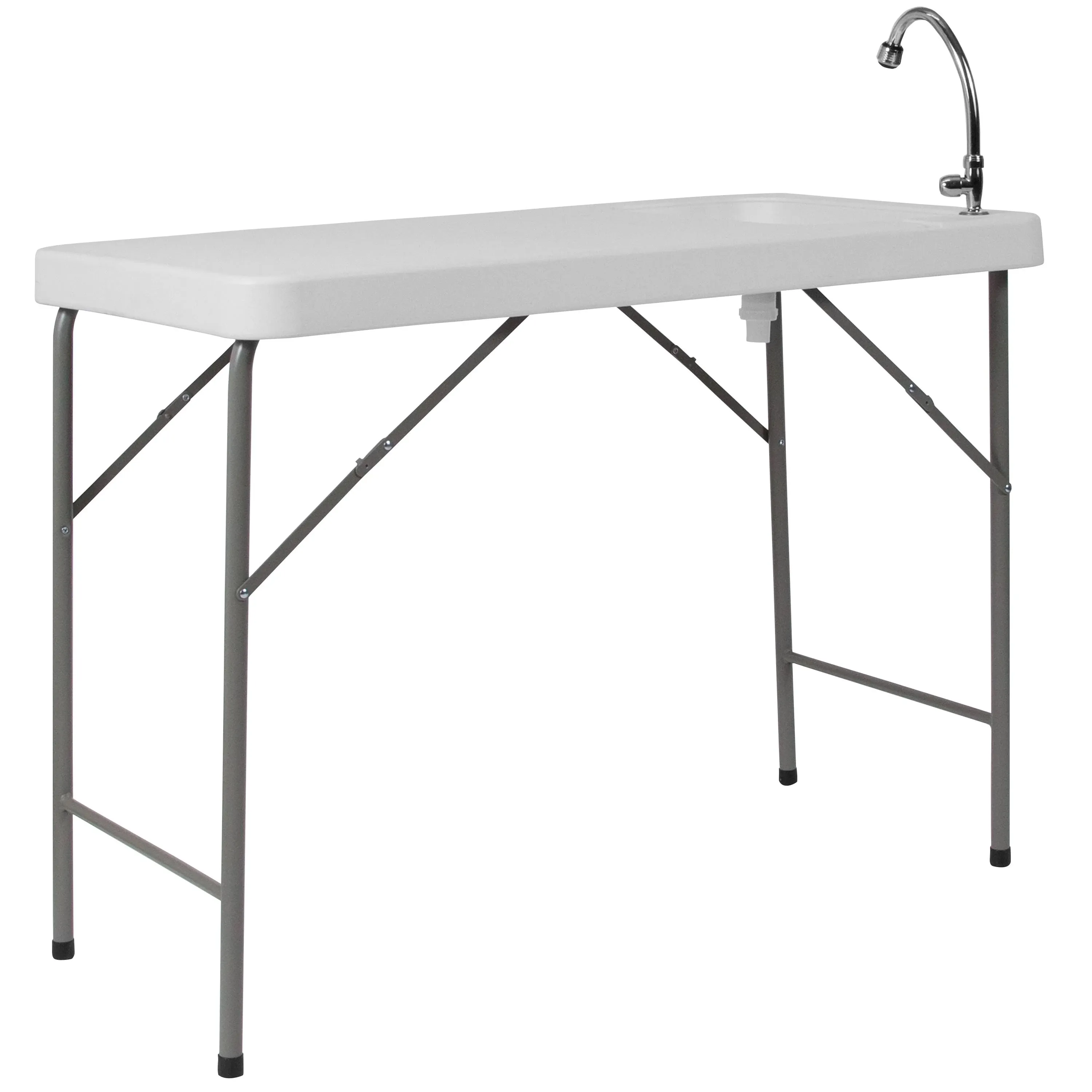 Flash Furniture Plastic Folding Table Sink, Granite White