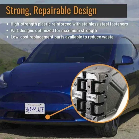 Strength-Optimized SnapPlate Front License Plate Holder for 2020-2024 Tesla Model Y