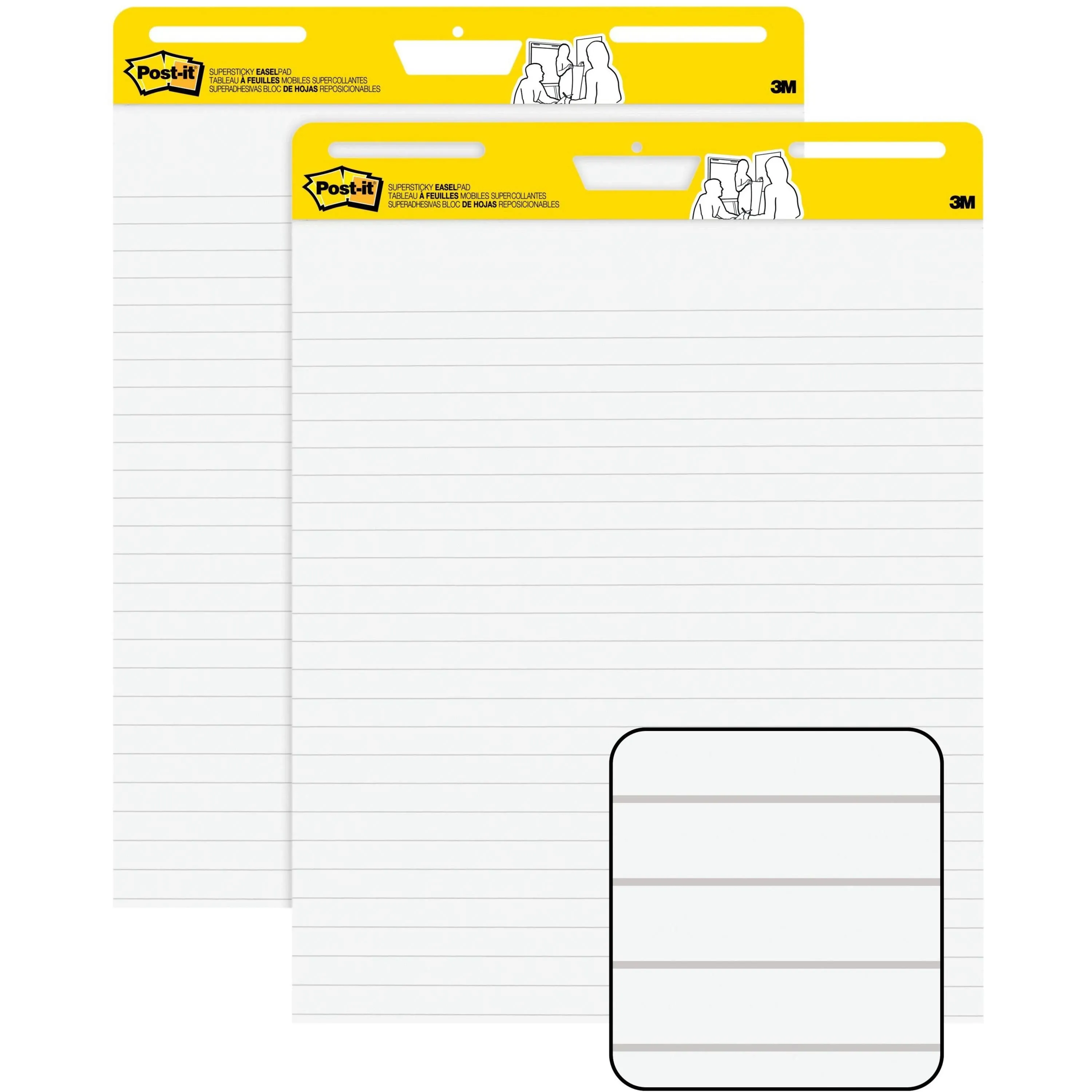 Post-it Super Sticky Easel Pad, 25" x 30", Lined, 30 Sheets, White