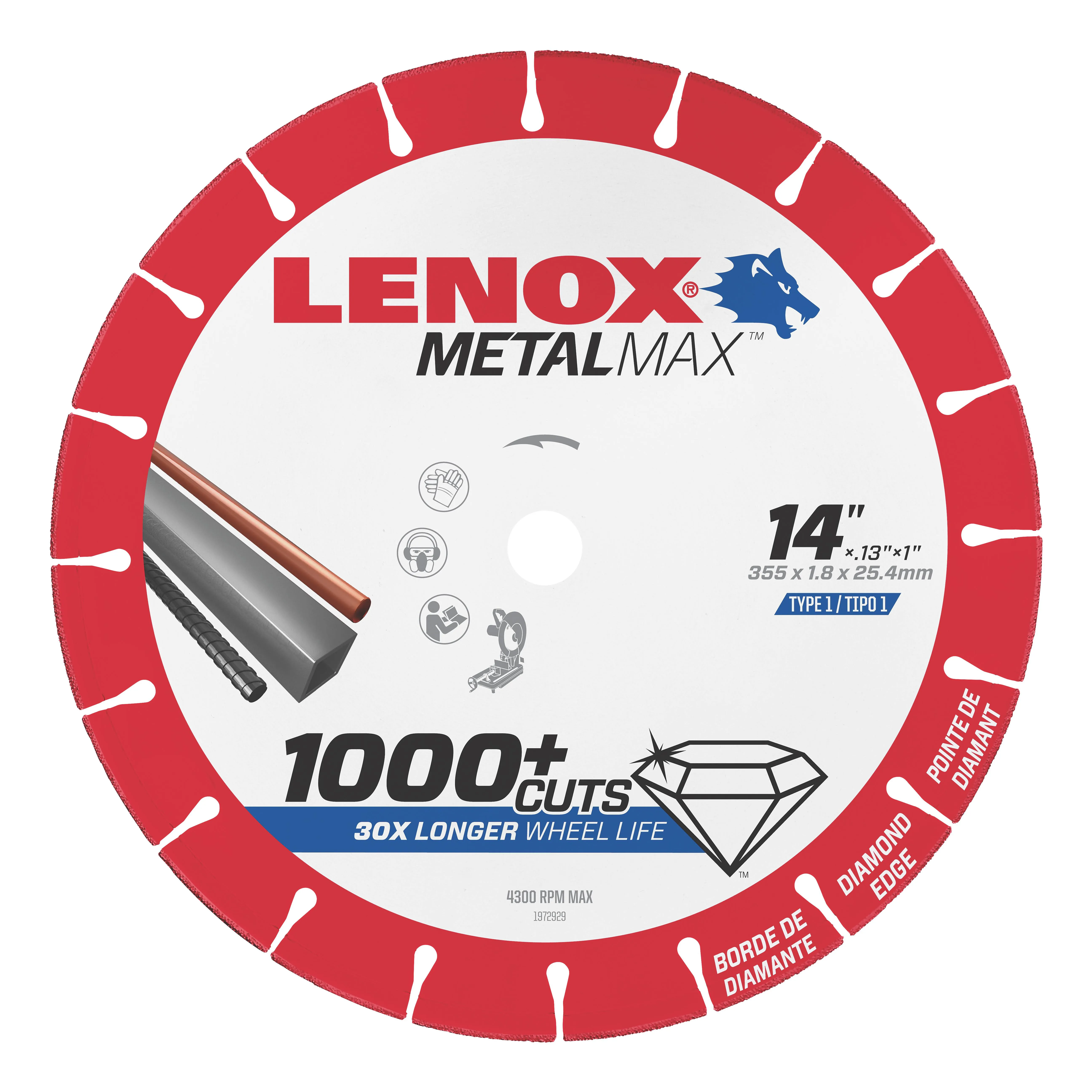 Lenox 1972929 METALMAX Cutting Wheel, Diamond Edge, 14-Inch