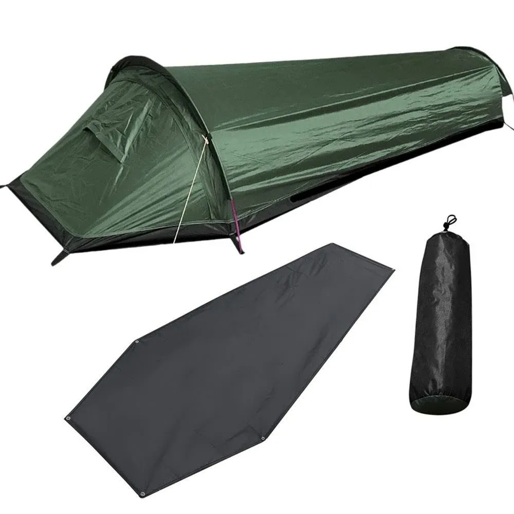 Single Person Backpacking Tent Hiking Bivy Tent Lightweight Sleeping Bag Tent with Ground Cloth