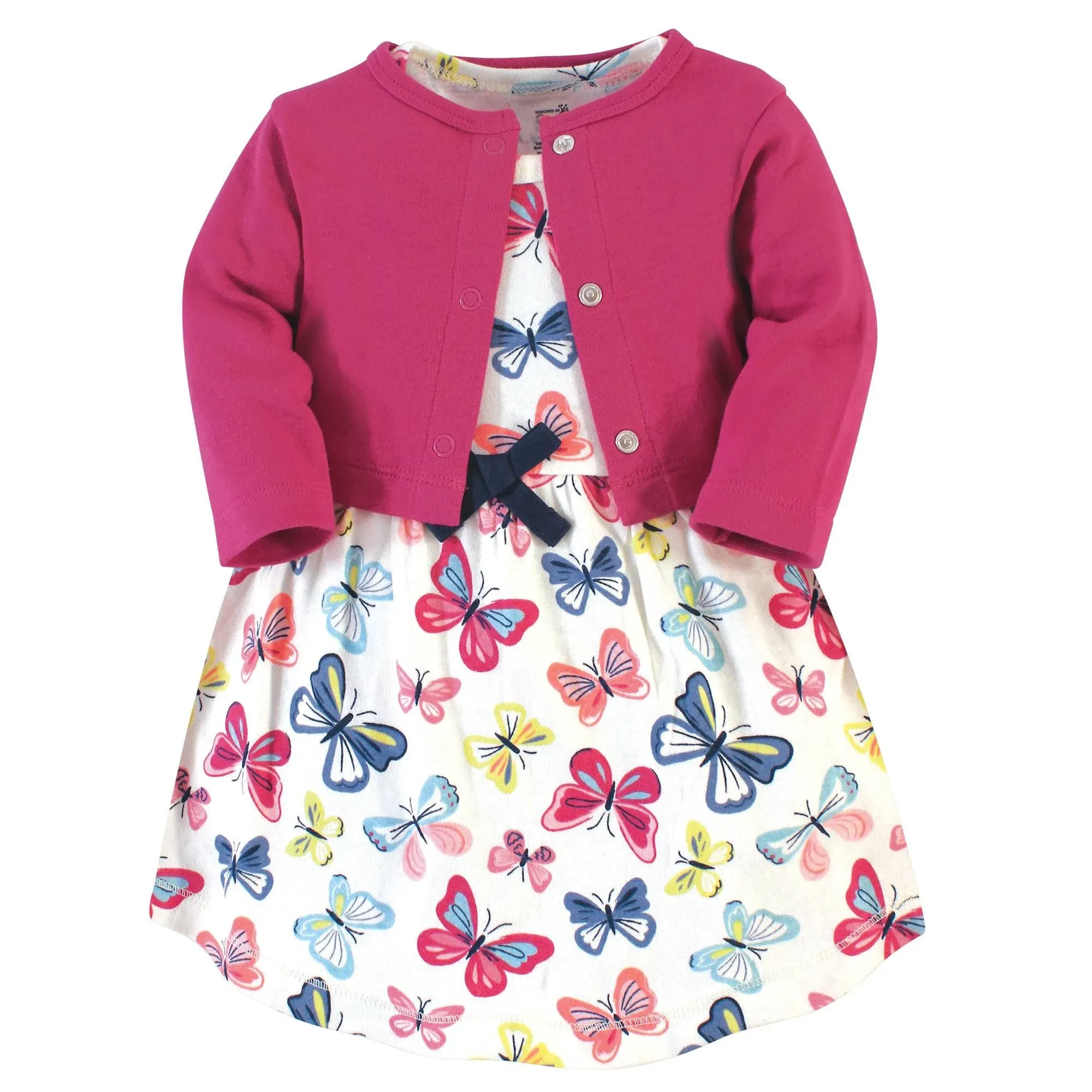 Touched by Nature Baby Organic Cotton Dress and Cardigan, Bright Butterflies