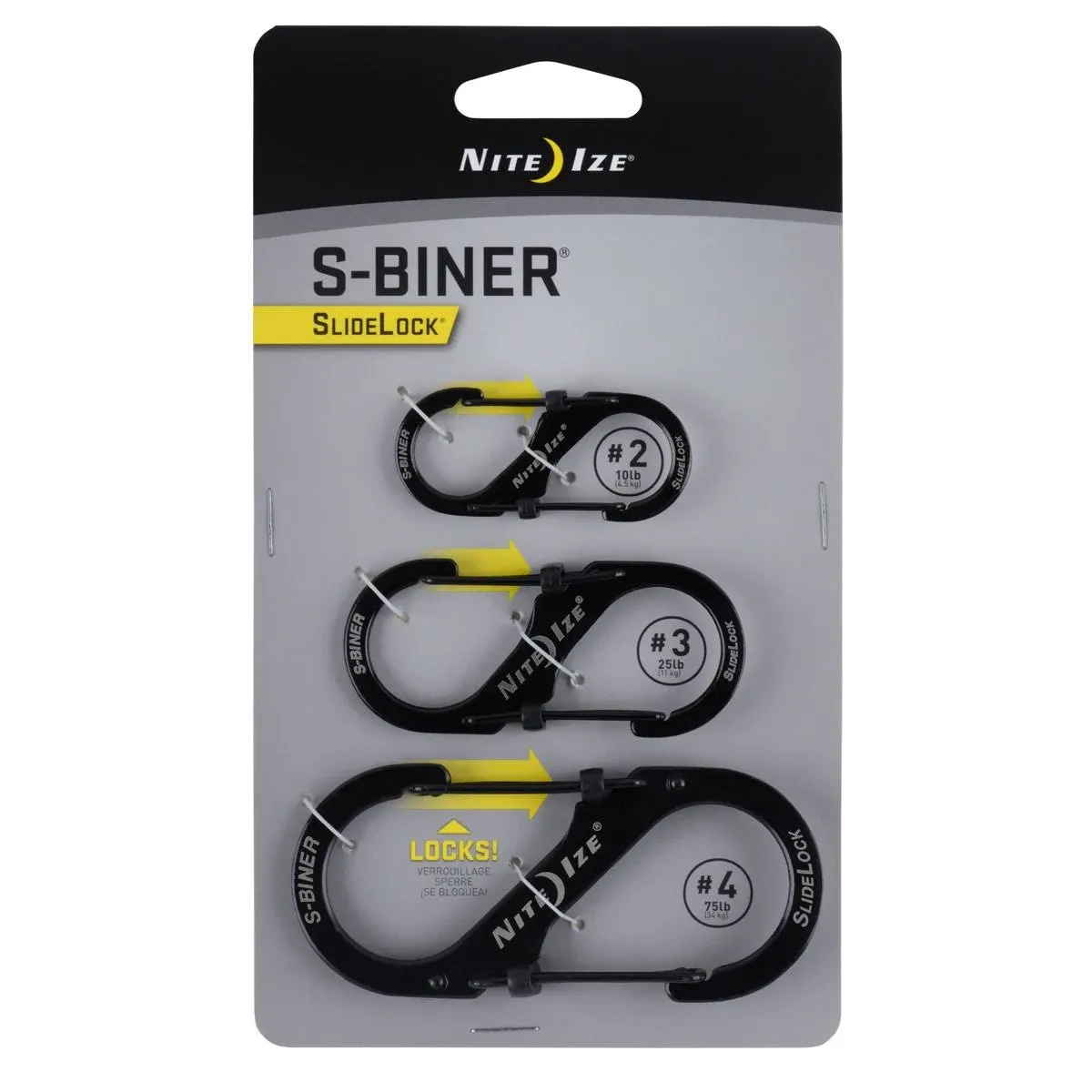 Nite Ize S-Biner Carabiner, Stainless, SlideLock - 4 carabiner