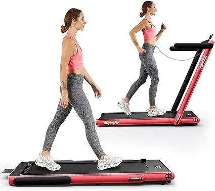 Goplus 2 in 1 Folding Treadmill, 2.25HP Superfit Under Desk Electric Treadmill, Installation-Free with Blue Tooth Speaker, Remote Control, APP Control and LED Display, Walking Jogging for Home Office