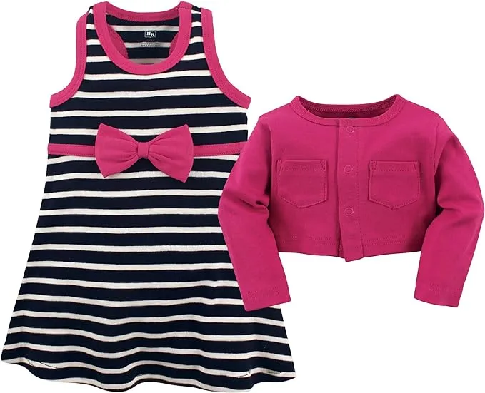 Hudson Baby Cotton Dress and Cardigan Set