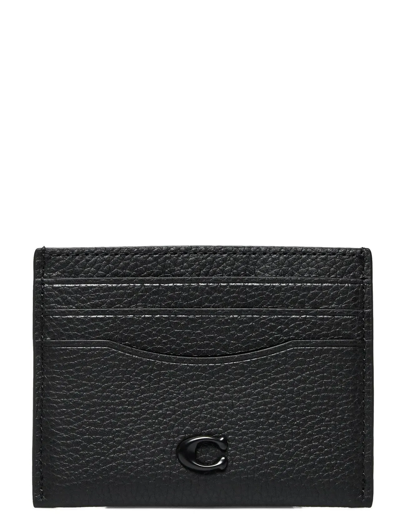 Coach Pebble Leather Flat Card Case - Black