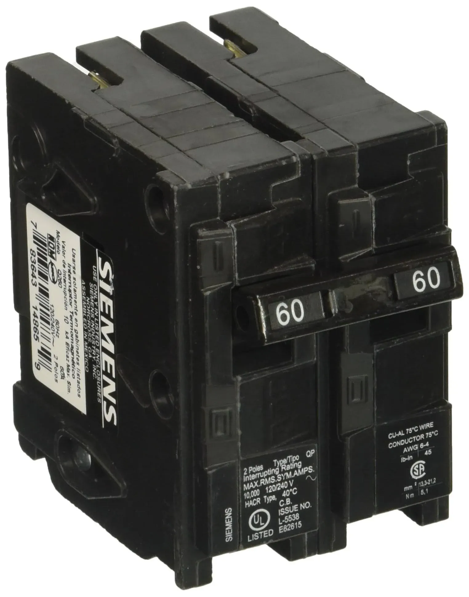 Q260 60-Amp Double Pole Type QP Circuit Breaker