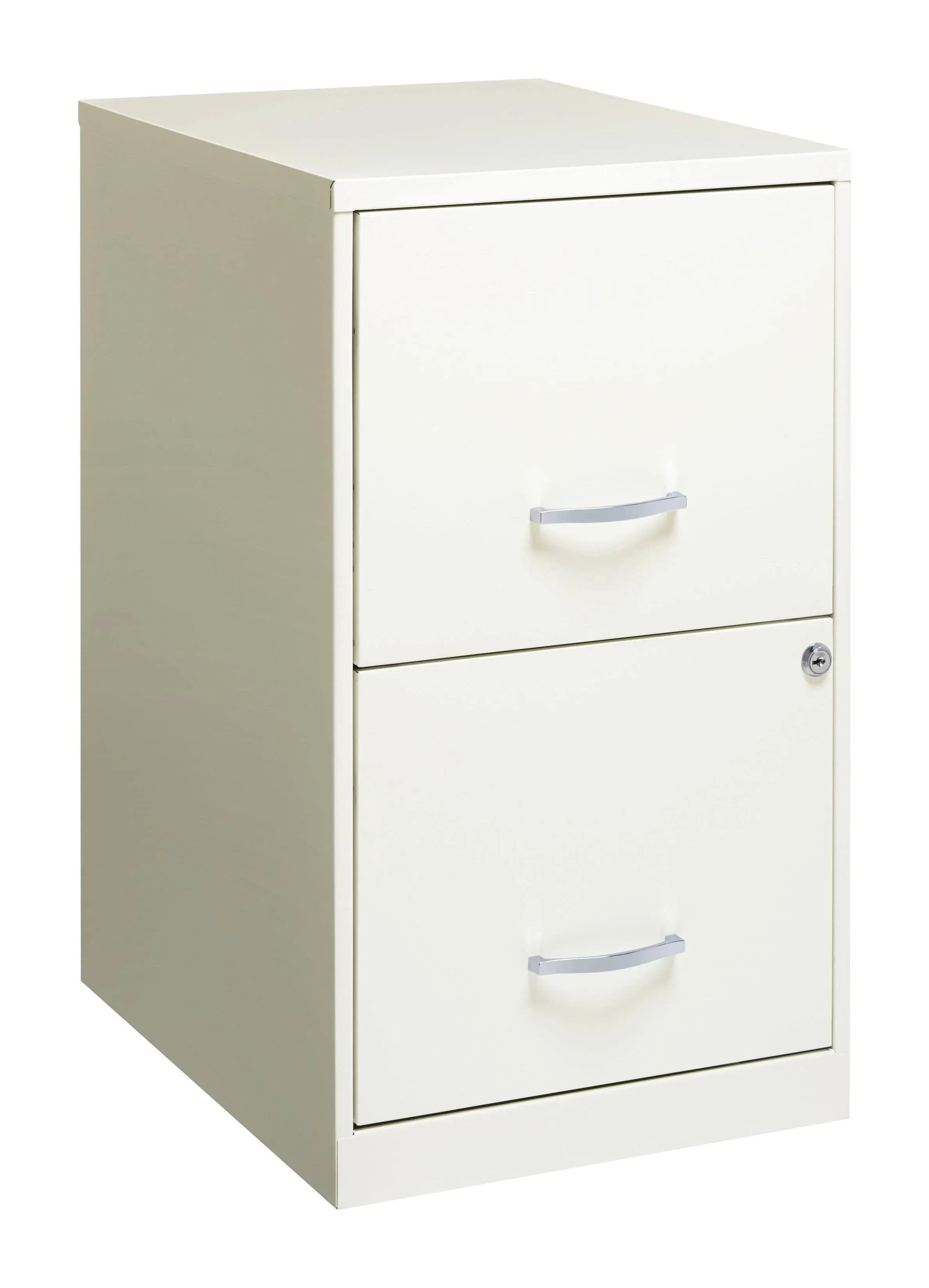 Space Solutions 18in 2 Drawer Metal File Cabinet Pearl White