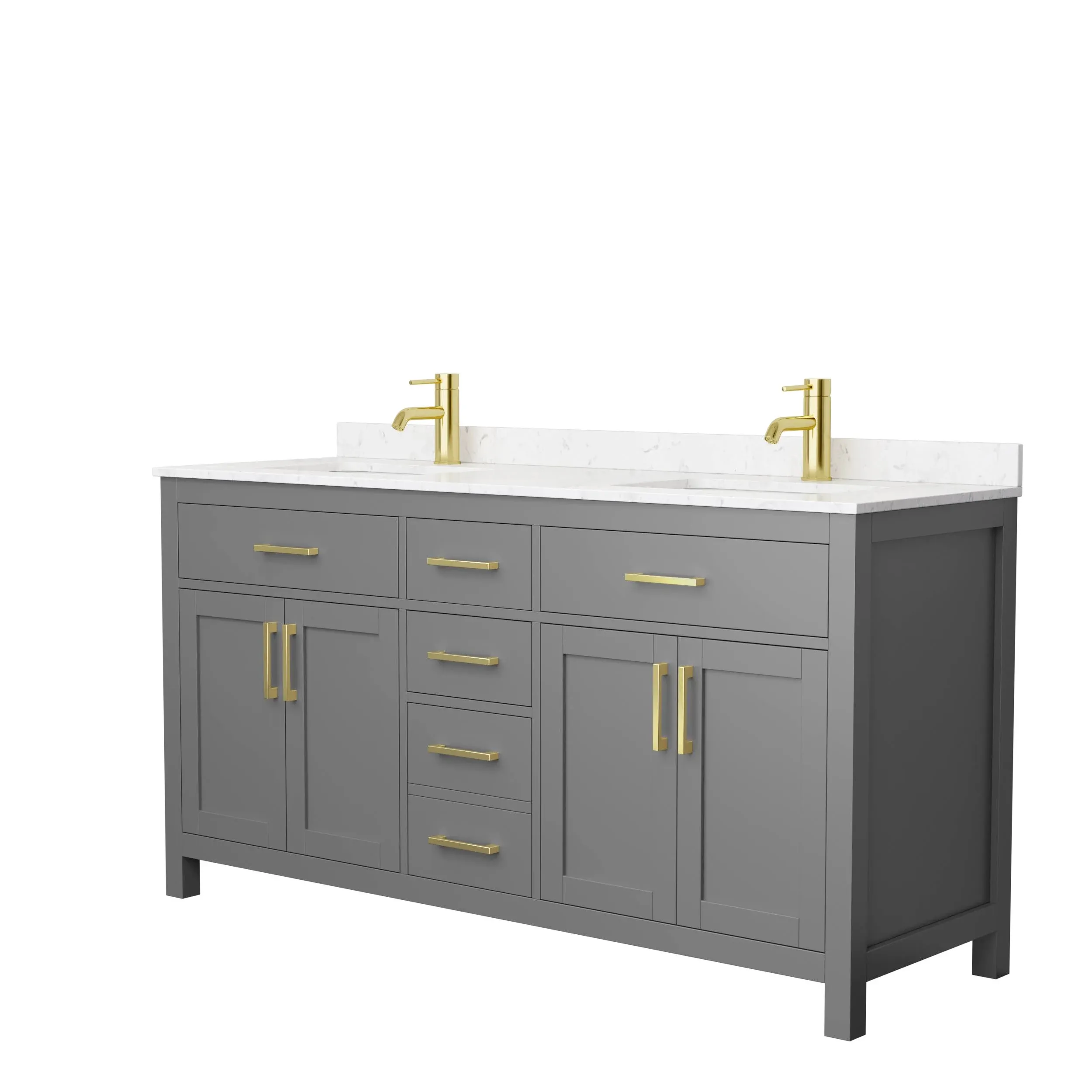 WYNDHAM COLLECTION WCG242466DCUNSMXX BECKETT 66 INCH FREESTANDING DOUBLE SINK BATHROOM VANITY WITH COUNTER TOP