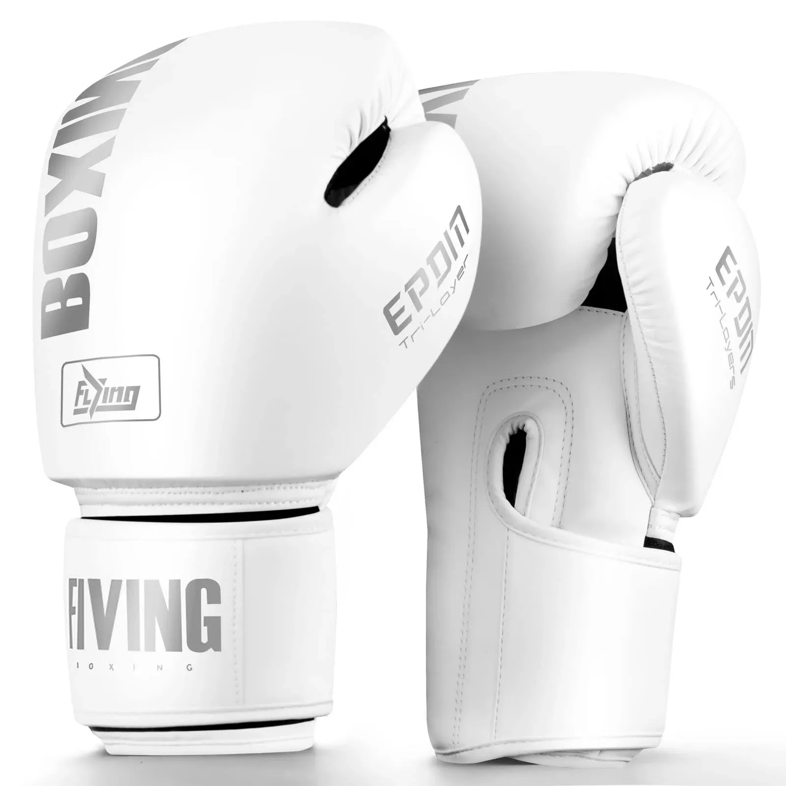 FIVING Boxing Gloves for Men and Women Suitable for Boxing 12oz White