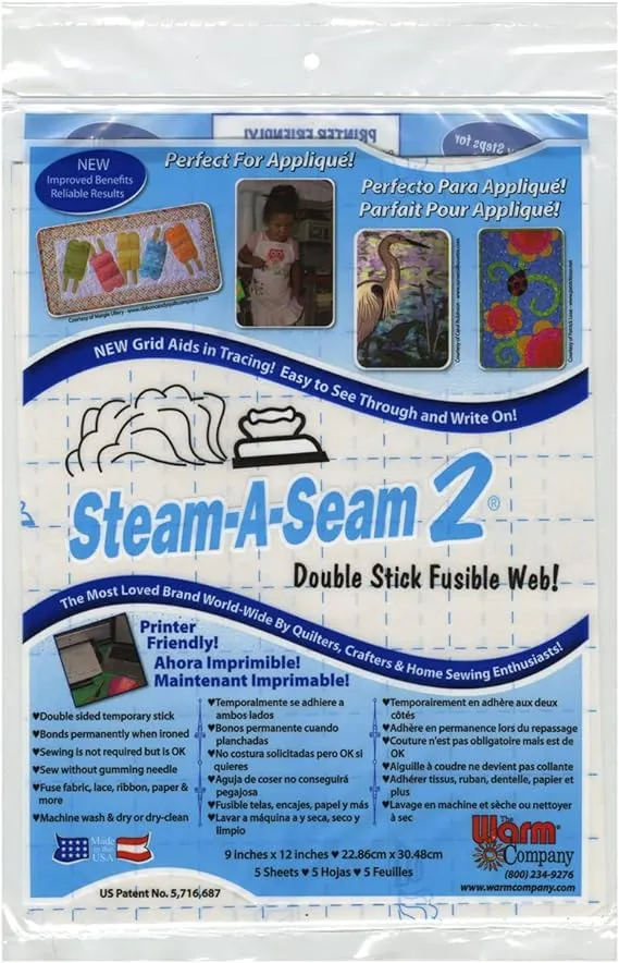 Warm Company (3-pack) Steam A Seam 2 Double Stick Fusible Web 9 inch x 12 inch Sheets 5 Pack 5517