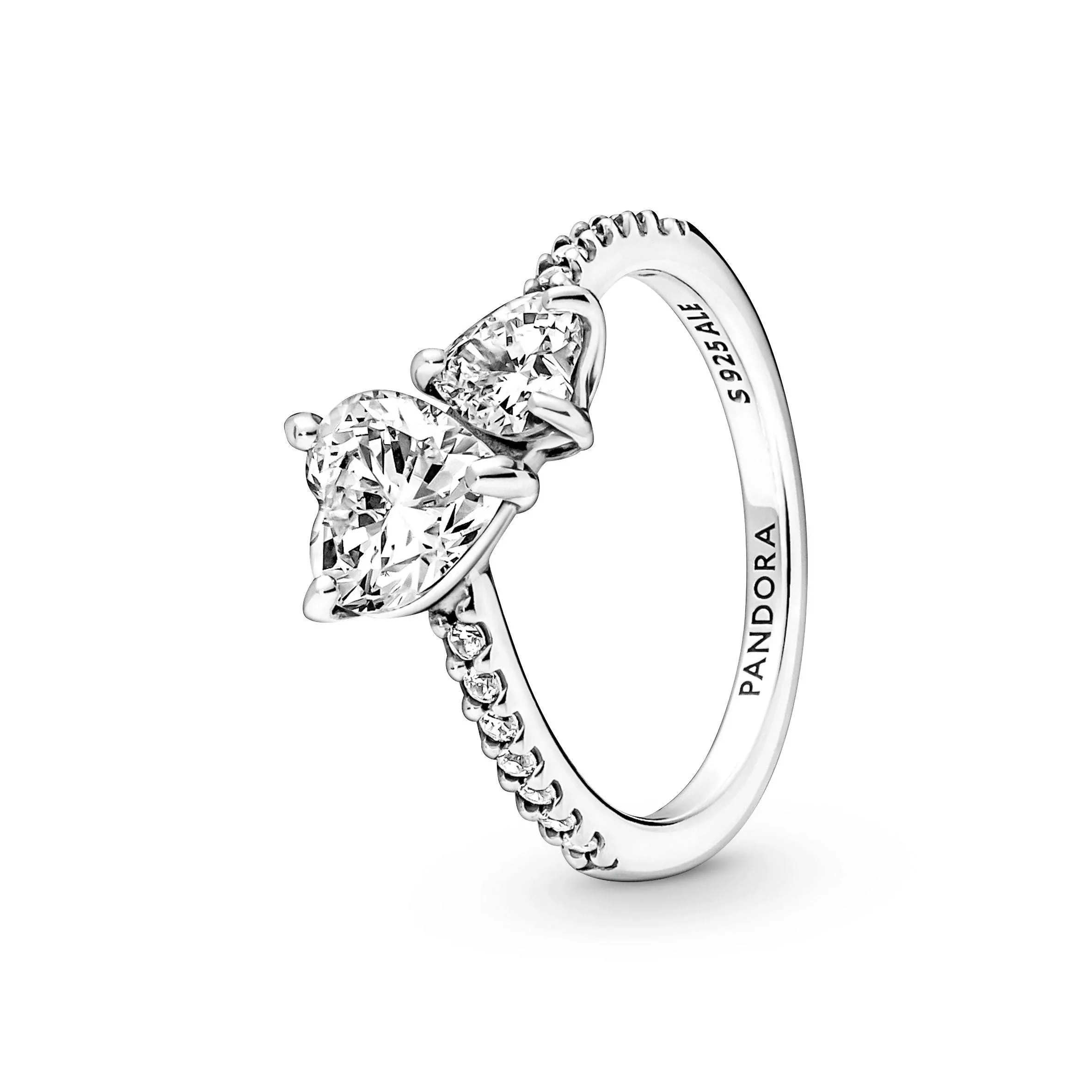 Pandora Double Heart Sparkling Ring 191198C01