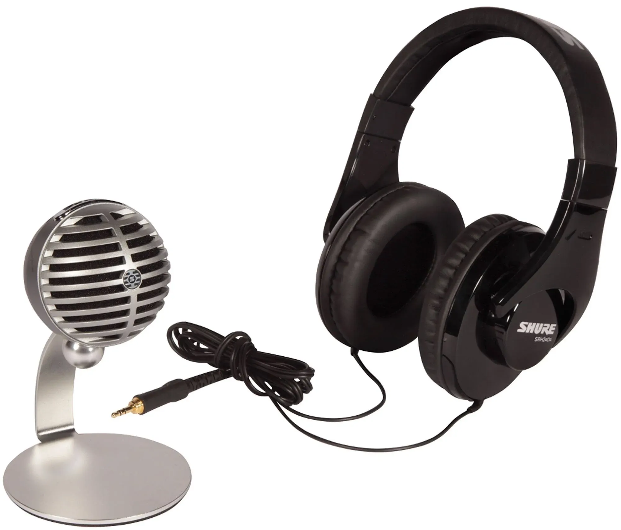 Shure Mobile Recording Kit with SRH240A Headphones and MV5 Microphone - Record & Monitor Professional Content with Real-Time Monitoring, Connect Directly to Computer or Mobile Phone (MV5/A-240 BNDL)