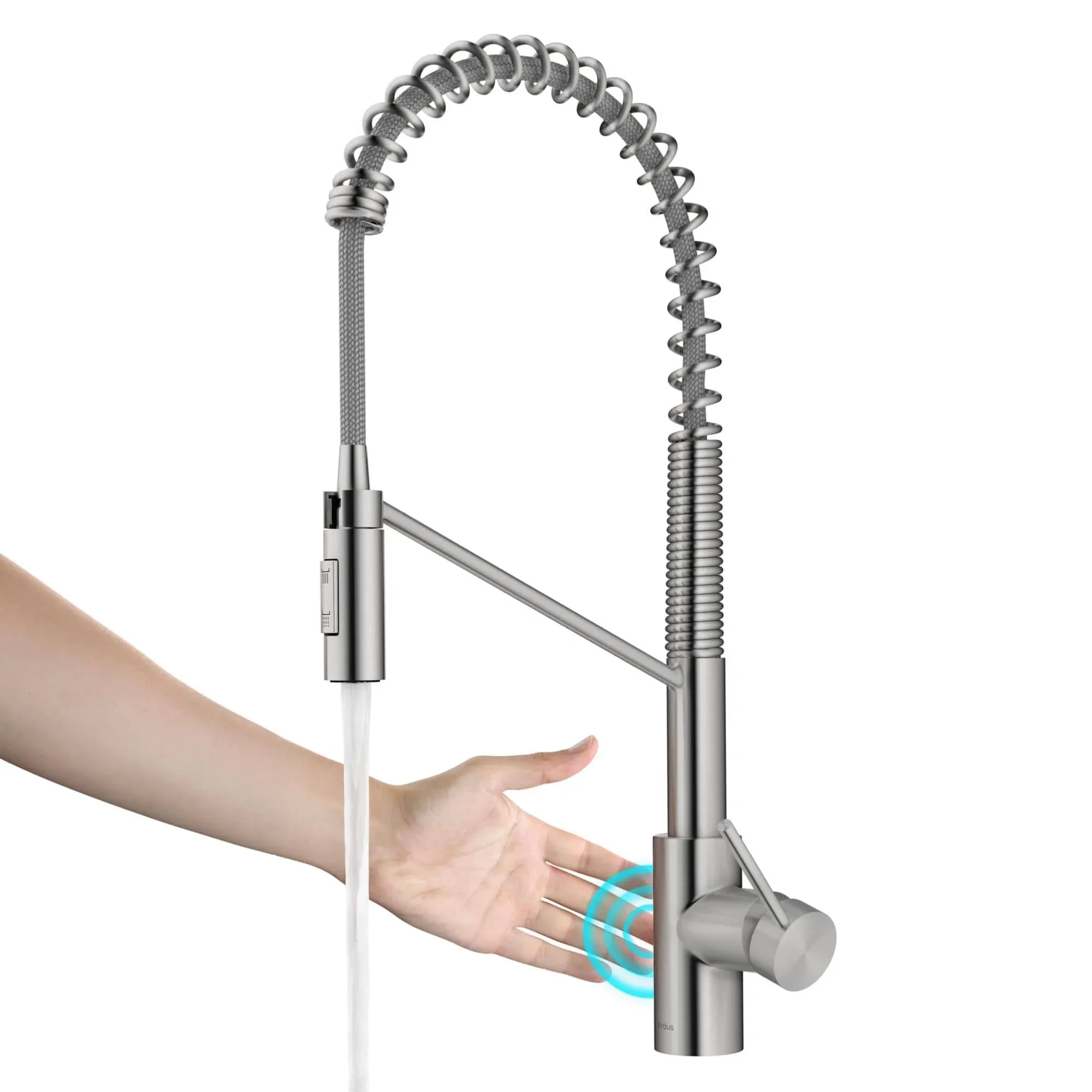 Kraus Oletto Spot Free Stainless Steel Single Handle Pull-down Touchless Kitchen Faucet with Deck PlateKraus Oletto Spot Free Stainless Steel Single Handle Pull-down Touchless Kitchen Faucet with Deck Plate