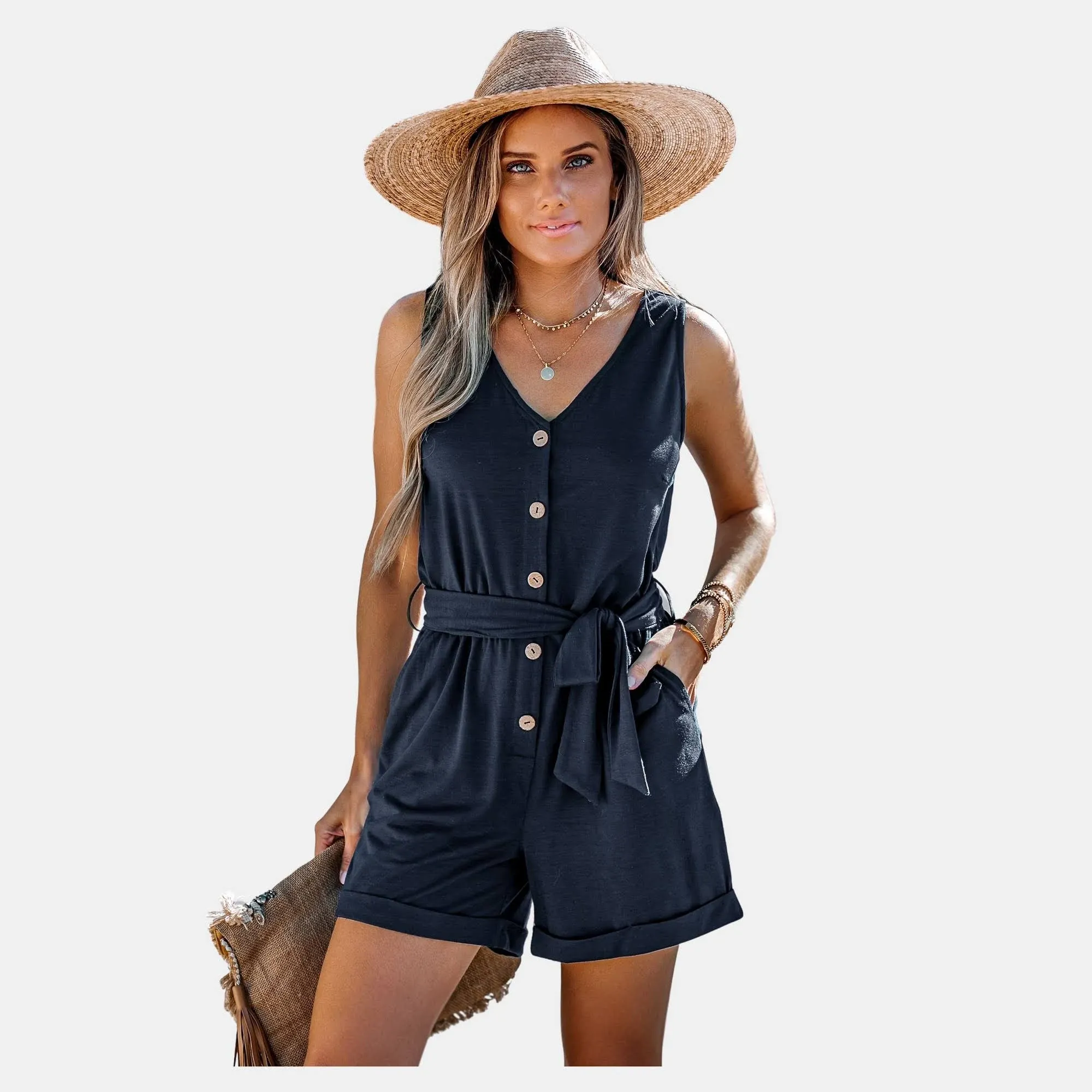 CUPSHE Rosalinda Belted Romper