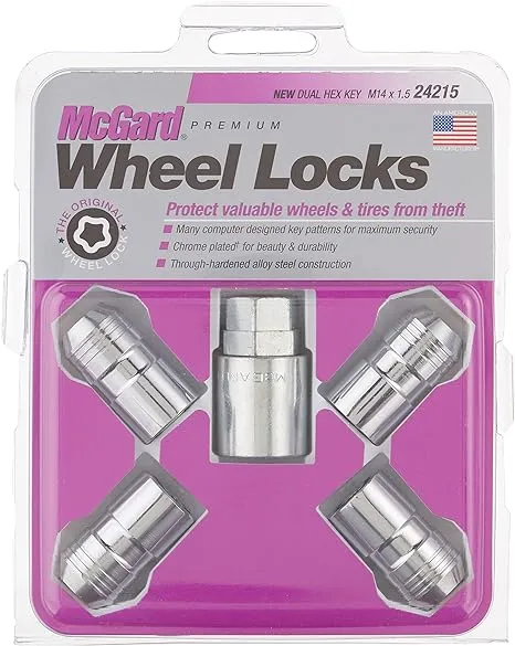 McGard 24215 Chrome Silver Cone Seat Wheel Lock Set