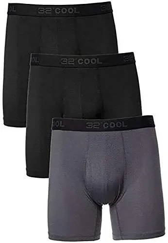 32 DEGREES Cool Men's Boxer Briefs 3Pk Black/Charcoal/Black