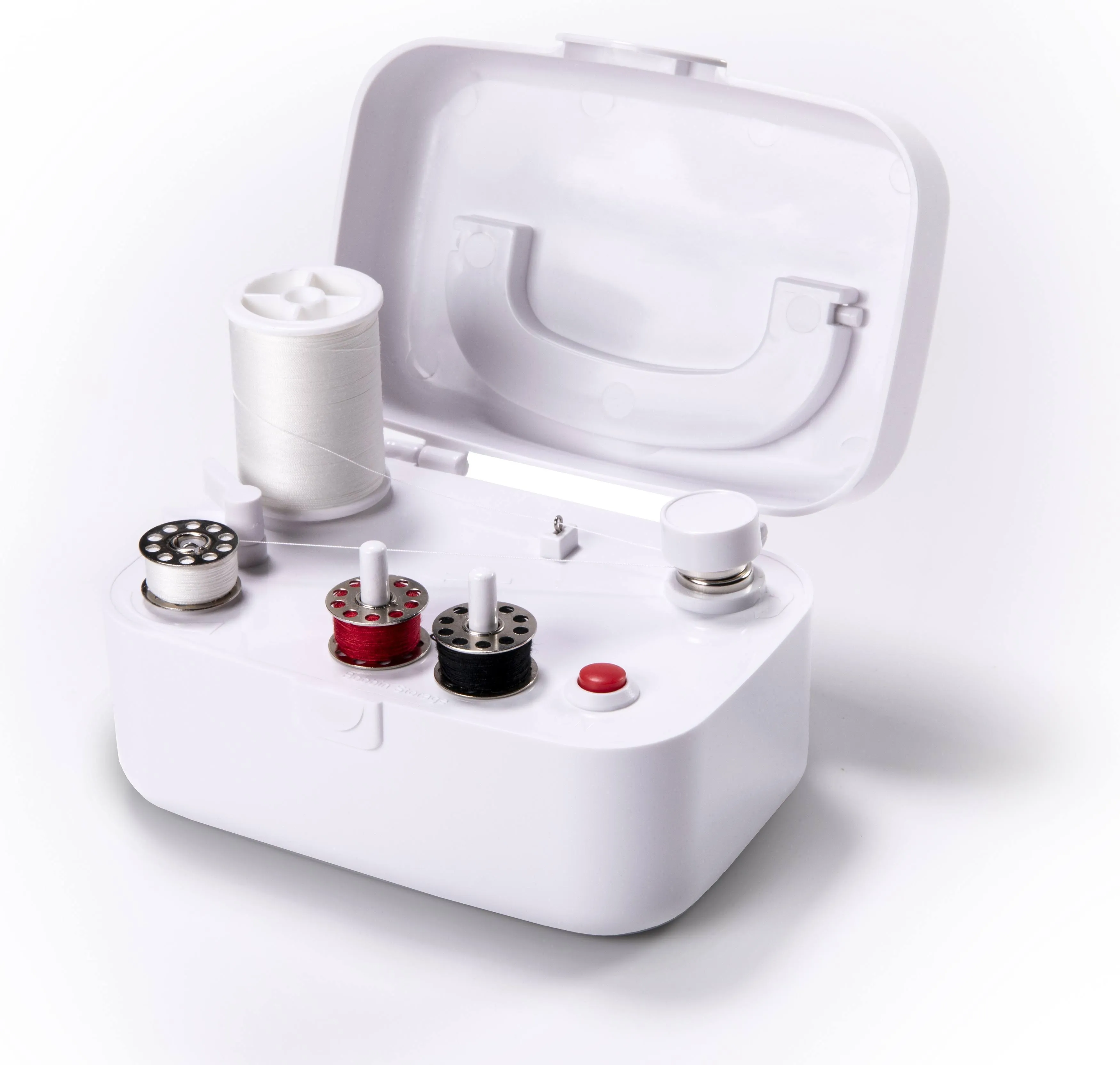 SINGER | Bobbin Winder For Sewing Machines - For Class 15 and 15J Bobbins - Simple & Portable - Battery Powered With Included Power Adapter, White