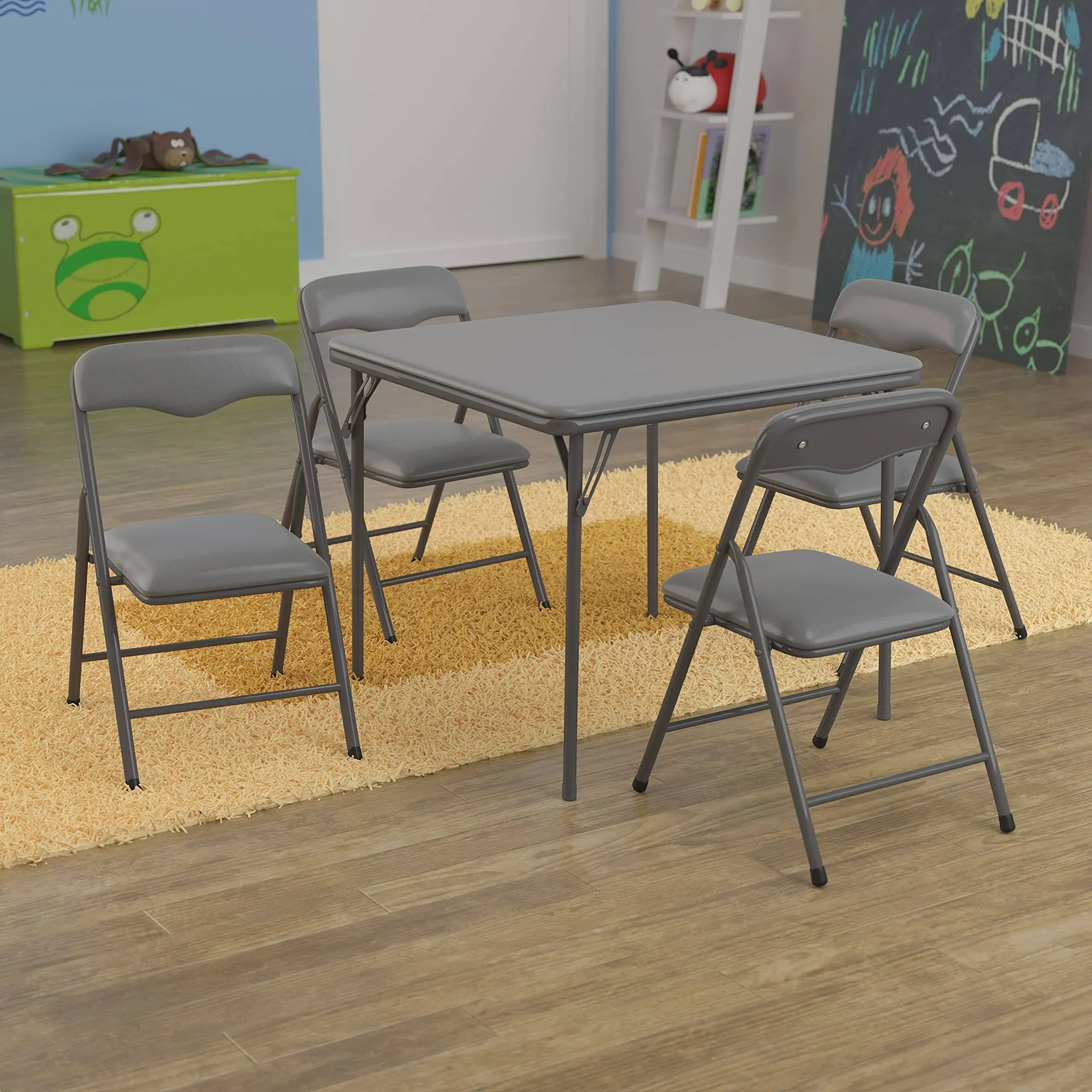 Flash Furniture Kids Gray 5 Piece Folding Table and Chair Set