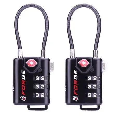 TSA Approved Cable Luggage Locks, Re-settable Combination with Alloy Body