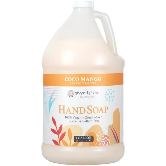 Ginger Lily Farms Botanicals All-Purpose Liquid Hand Soap Refill, Coco Mango, 100% Vegan & Cruelty-Free, Coconut Mango Scent, 1 Gallon (128 fl oz)