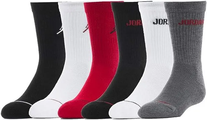 Jordan Boys 6-Pk. Crew Socks Shoe Size 3Y-5Y/Sock Size 7-9