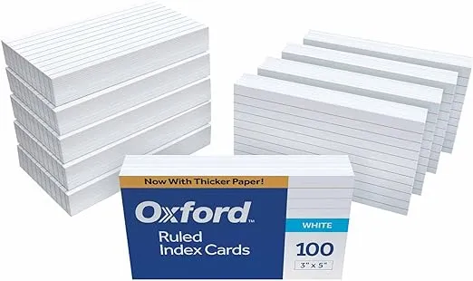 Oxford 31EE Ruled Index Cards, 3" x 5", White, 1,000 Cards (10 Packs of 100) (31)