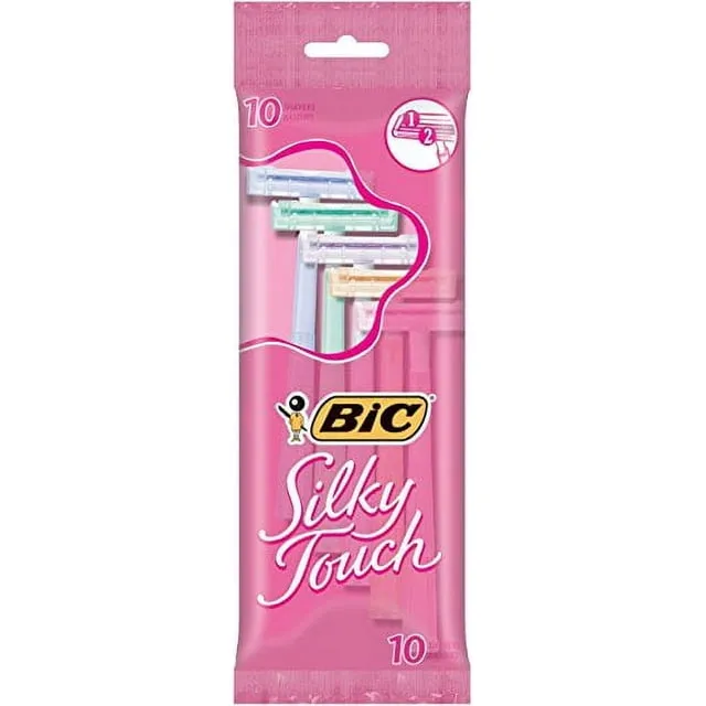 BIC Silky Touch Women's Disposable Razor, Twin Blade, Pack of 40 Razors, For a Soothing, Comfortable Shave