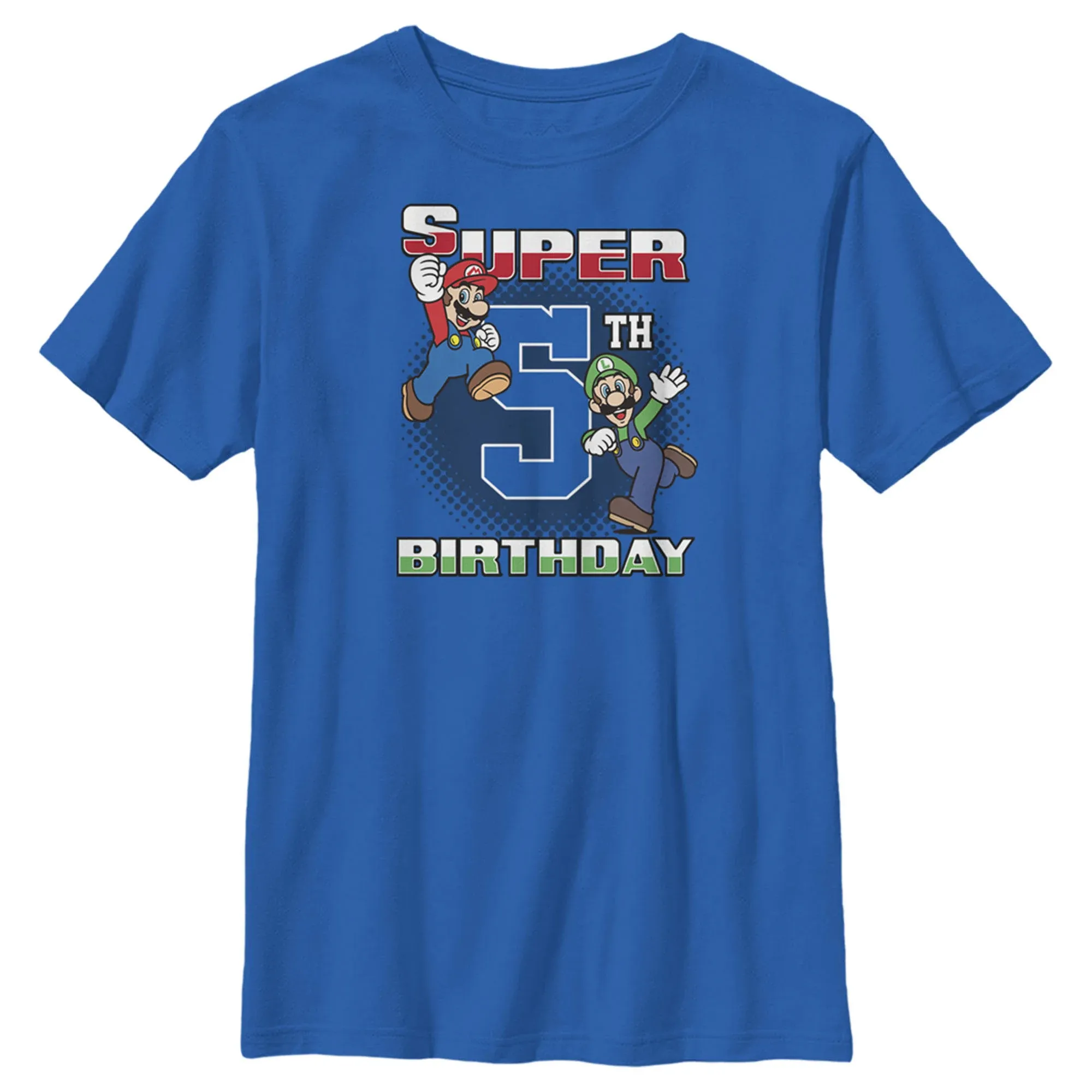 Boy's Nintendo Mario and Luigi Super 5th Birthday T-Shirt