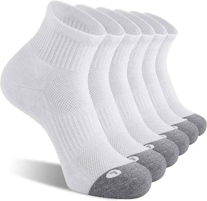 FITRELL 6 Pack Men's Athletic Ankle Socks Cushioned Sports Running Socks 7-9/9-12/12-15