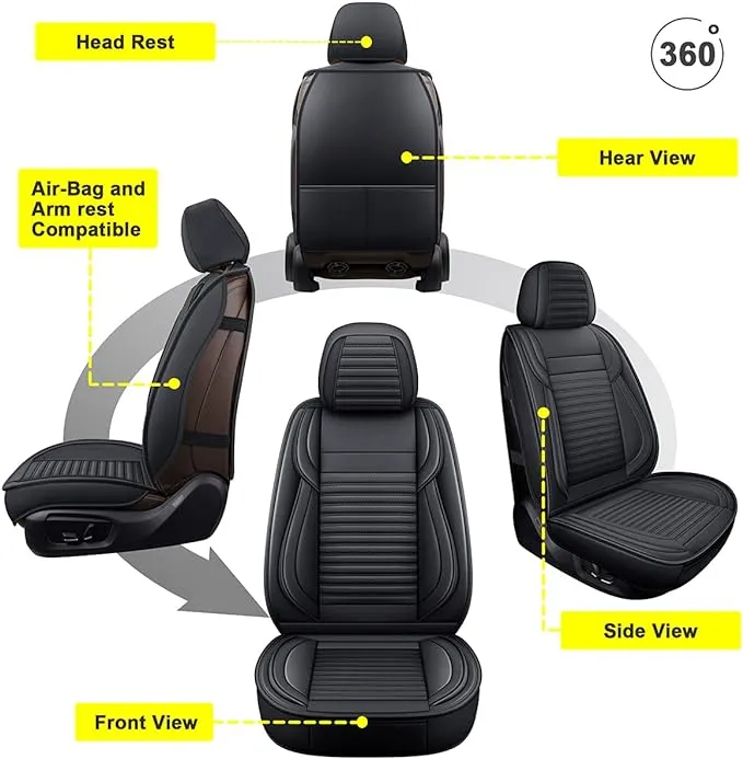 LINGVIDO Breathable Waterproof Faux Leather Car Seat Covers